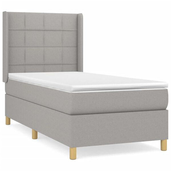 vidaXL Cama box spring con colch&oacute;n tela gris claro 90x190 cm