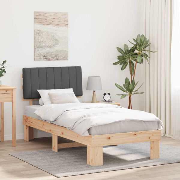 vidaXL Estructura de Cama con Cabecera Tapizada Gris oscuro