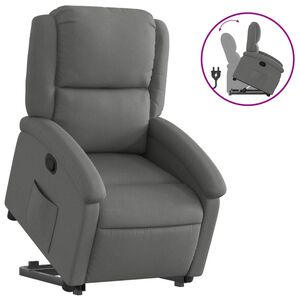 vidaXL Sill&oacute;n reclinable elevable de tela gris oscuro