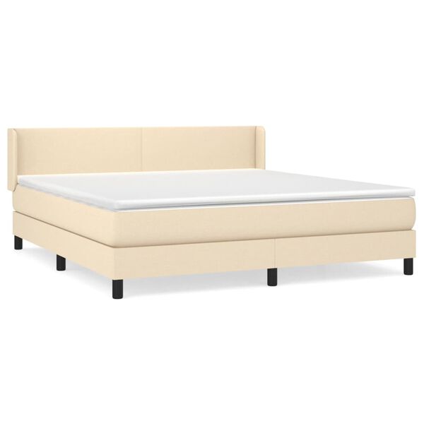 vidaXL Cama box spring con colch&oacute;n tela color crema 160x200 cm