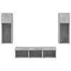 vidaXL Muebles TV pared con LED 5 pzas madera ingenier&iacute;a gris hormig&oacute;n