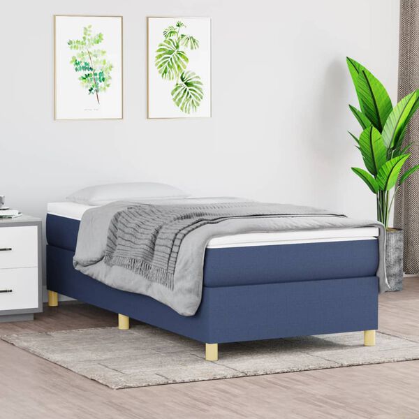 vidaXL Estructura de cama con somier tela azul 90x200 cm