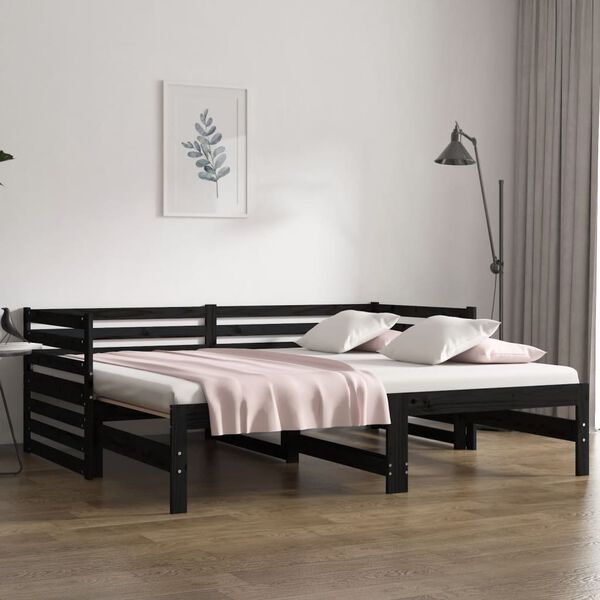 vidaXL Sofá cama extraíble sin colchón negro 2x(90x190) cm