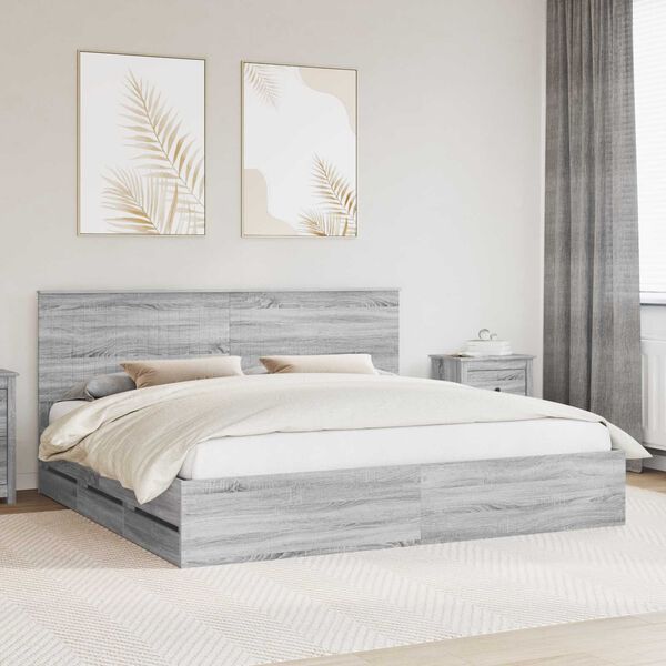 vidaXL Estructura de cama Gris Sonoma 200 x 200 cm Madera Ingenieril