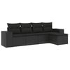 vidaXL Set de muebles de jard&iacute;n 5 pzas y cojines rat&aacute;n sint&eacute;tico negro
