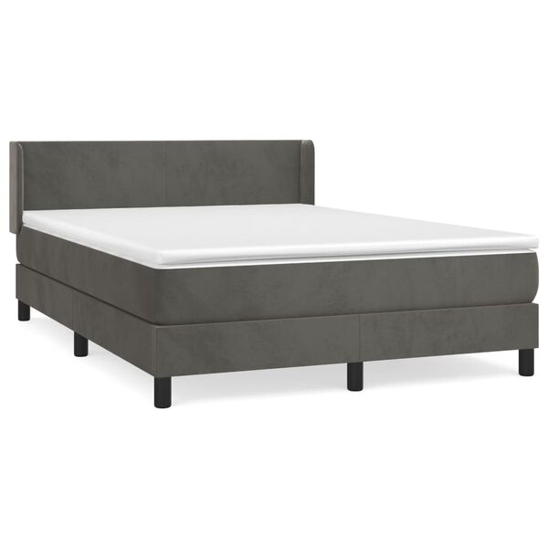 vidaXL Cama box spring con colch&oacute;n terciopelo gris oscuro 140x200 cm