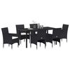vidaXL Conjunto de Comedor de Jard&iacute;n 7 pcs Negro rat&aacute;n sint&eacute;tico