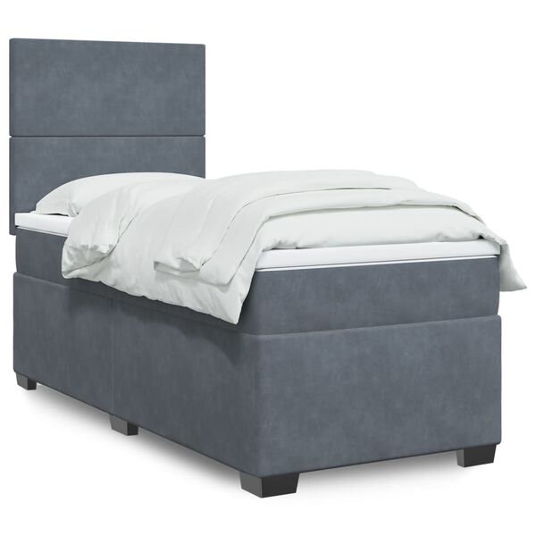 vidaXL Cama box spring con colch&oacute;n terciopelo gris oscuro 80x200 cm