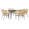 vidaXL Juego de comedor jardín 5 piezas cojines ratán sintético marrón