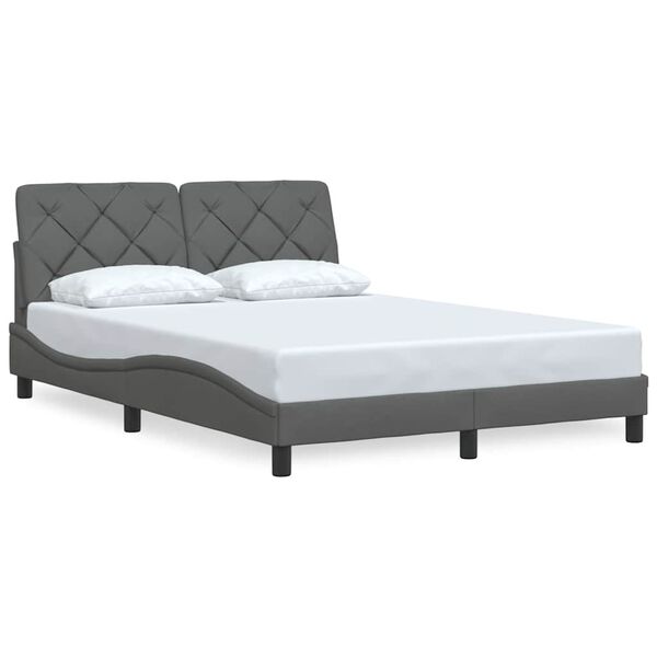 vidaXL Estructura de cama sin colch&oacute;n tela gris oscuro 120x200 cm