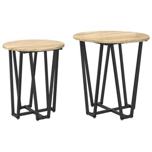 vidaXL Conjunto de mesas auxiliares 2 uds. Roble Sonoma y Negro