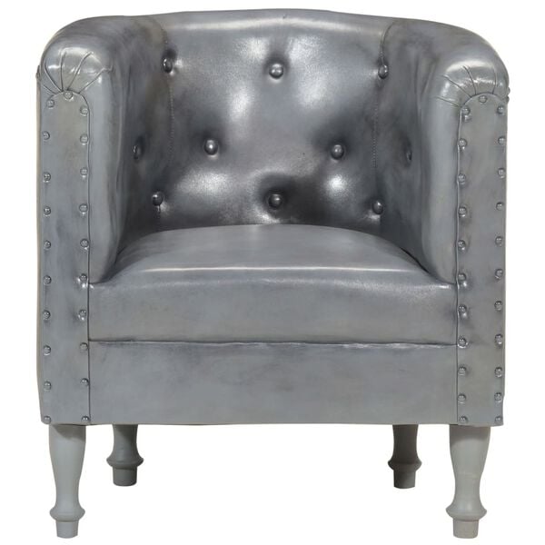 vidaXL Sill&oacute;n de cuero aut&eacute;ntico gris