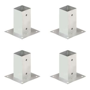 vidaXL Anclajes para postes 4 unidades metal galvanizados 71 mm