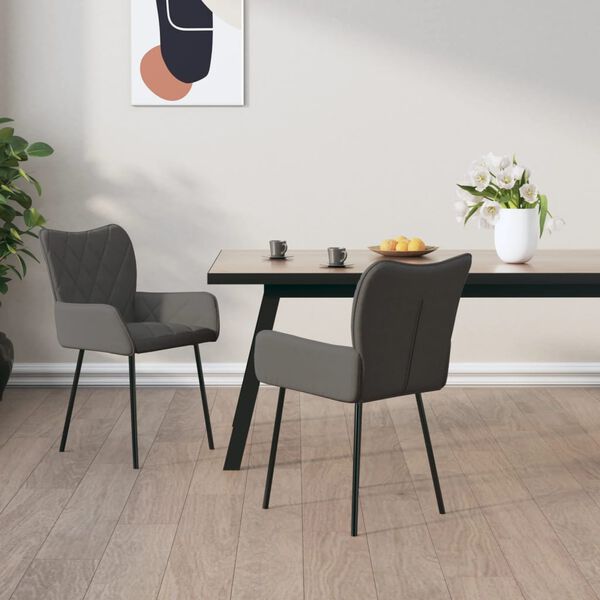 vidaXL Sillas de comedor 2 uds tela gris oscuro