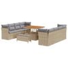 vidaXL Conjunto de sof&aacute;s de jard&iacute;n 11 uds. Beige rat&aacute;n sint&eacute;tico
