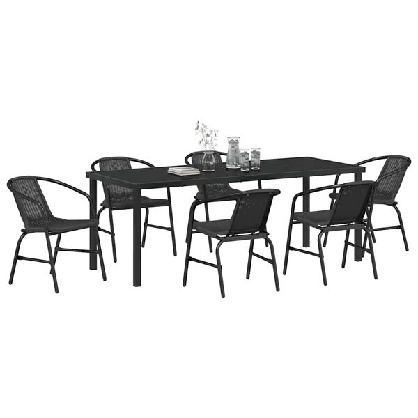 vidaXL Conjunto de Comedor de Jard&iacute;n 7 pcs Negro