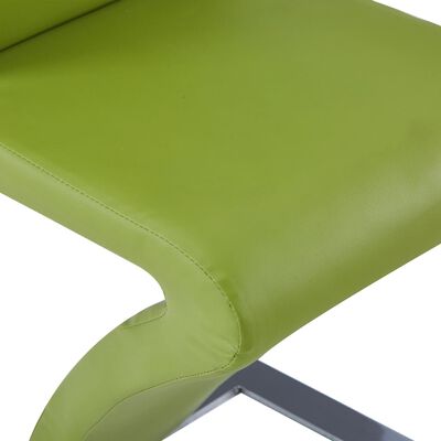 vidaXL Sillas de comedor forma de zigzag 6 uds cuero sintético verde