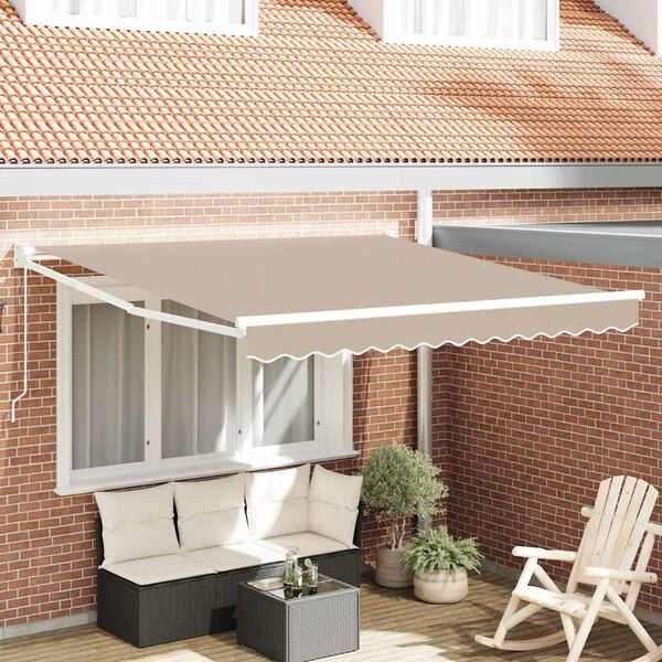 vidaXL Toldo Retr&aacute;ctil Manual Beige 350 x 250 cm Poli&eacute;ster y Aluminio
