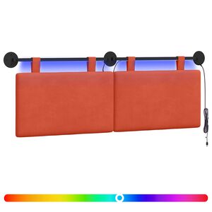 vidaXL Cabecero colgante Con luz LED Rojo Naranja Tela de Pana
