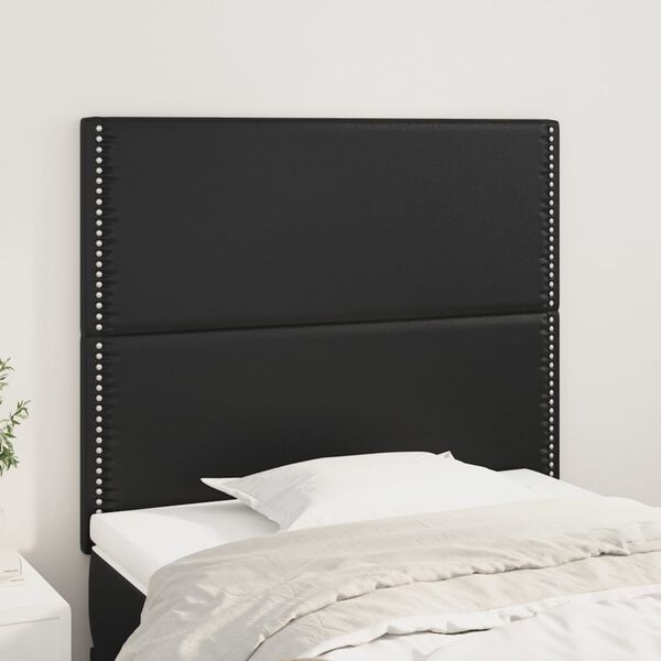 vidaXL Cabecero de cama negro 80x5x118/128 cm piel sintética