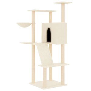 vidaXL Rascador para gatos con postes de sisal color crema 143 cm