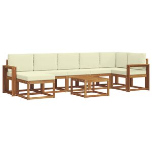 vidaXL Conjunto de sof&aacute;s de exterior con coj&iacute;n 8 pcs Natural y Crema