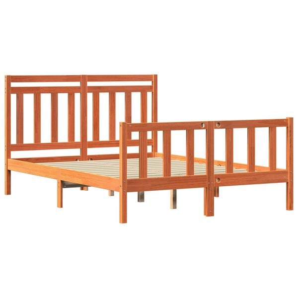 vidaXL Estructura de cama con cabecera 2 pcs Marrón cera 150 x 200 cm