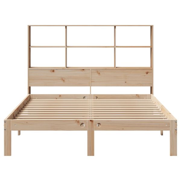 vidaXL Cama con estanter&iacute;a sin colch&oacute;n madera maciza de pino 120x190cm