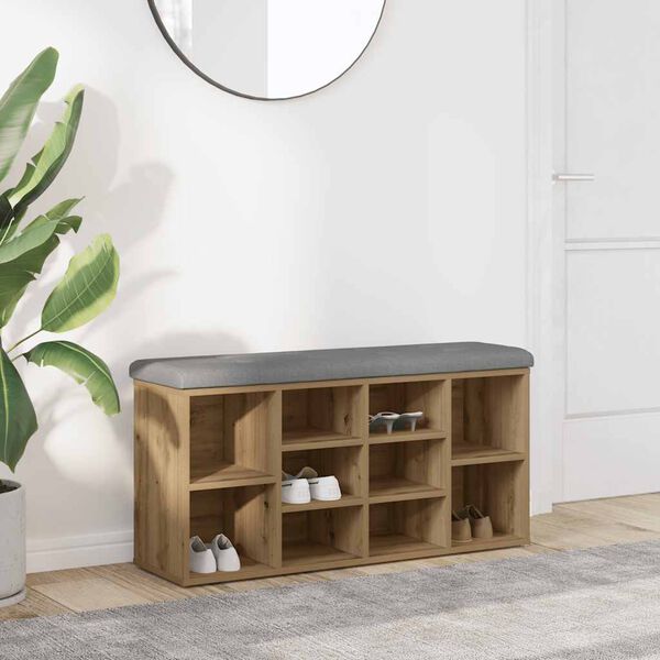 vidaXL Banco zapatero madera de ingeniería roble artisan 82x32x45,5 cm