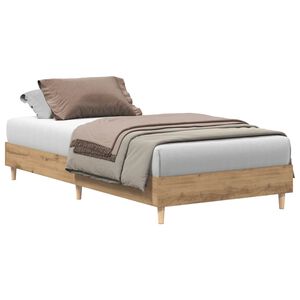 vidaXL Estructura de cama sin colch&oacute;n roble artesanal 90x190 cm madera
