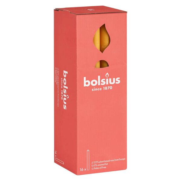 Bolsius Velas de mesa Shine 16 uds amarillo colmena 27 cm