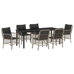 vidaXL Conjunto de Comedor de Jard&iacute;n 7 pcs Gris Claro rat&aacute;n sint&eacute;tico