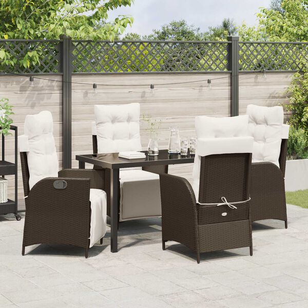vidaXL Conjunto de Comedor de Jard&iacute;n 5 pcs Marr&oacute;n rat&aacute;n sint&eacute;tico
