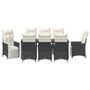 vidaXL Conjunto de Comedor de Jard&iacute;n con coj&iacute;n 9 pcs Negro Polirat&aacute;n