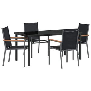 vidaXL Conjunto de Comedor de Jard&iacute;n 5 pcs Negro
