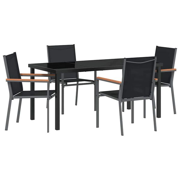 vidaXL Conjunto de Comedor de Jard&iacute;n 5 pcs Negro