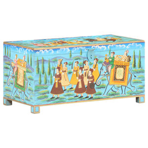 vidaXL Caja almacenaje pintada a mano madera maciza mango 80x40x40 cm