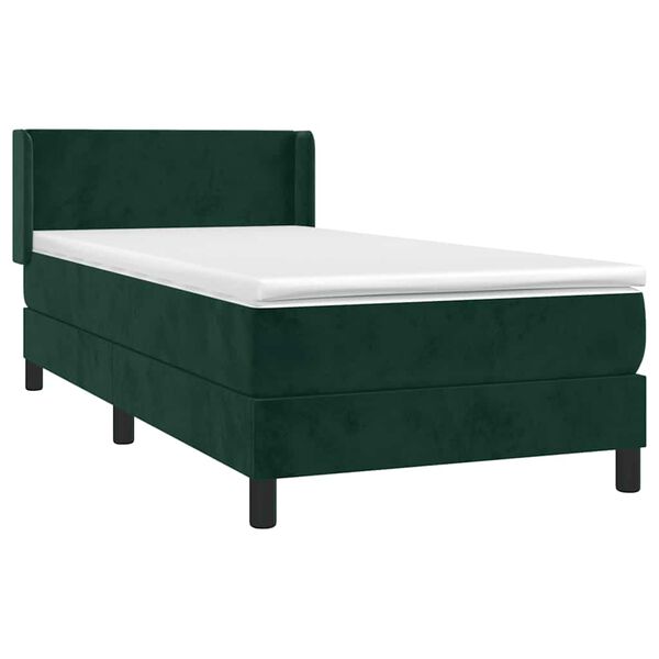vidaXL Cama box spring con colch&oacute;n terciopelo verde oscuro 80x200 cm
