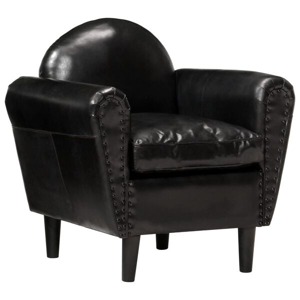 vidaXL Sill&oacute;n de cuero aut&eacute;ntico negro 77x65x79 cm