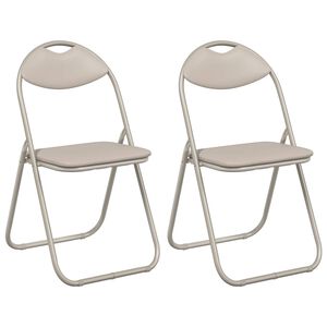 vidaXL Silla Plegable 2 pcs Arena 48 x 43,5 x 81 cm Cuero sint&eacute;tico