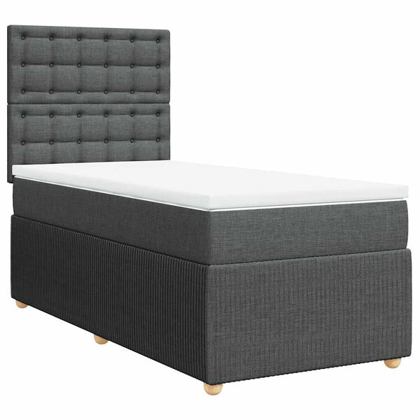 vidaXL Cama box spring con colch&oacute;n tela gris oscuro 90x200 cm