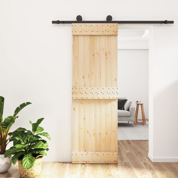 vidaXL Puerta corredera con herrajes madera maciza de pino 70x210 cm