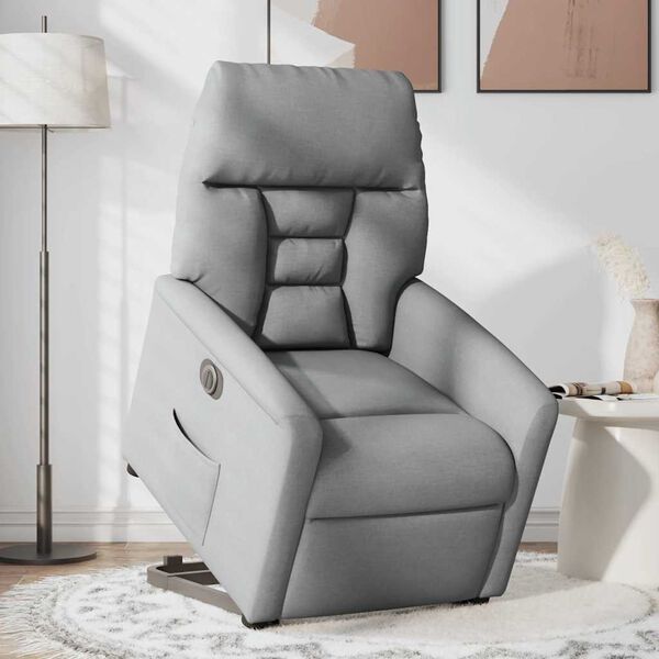 vidaXL Sill&oacute;n el&eacute;ctrico reclinable elevable de tela gris claro