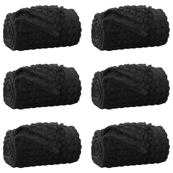vidaXL Mantitas de Sof&aacute; 6 pcs Negro 200 x 150 cm Lana