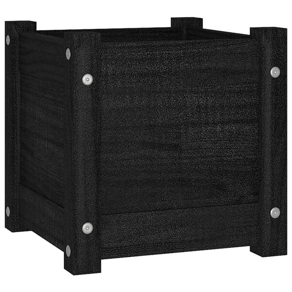 vidaXL Jardinera de madera maciza de pino negro 31x31x31 cm