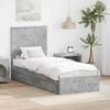 vidaXL Cama con almacenamiento con cabecera Gris Concreto 75 x 190 cm