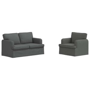 vidaXL Juego de Sof&aacute; 2 pcs Gris oscuro 144 x 80 x 85 cm tela