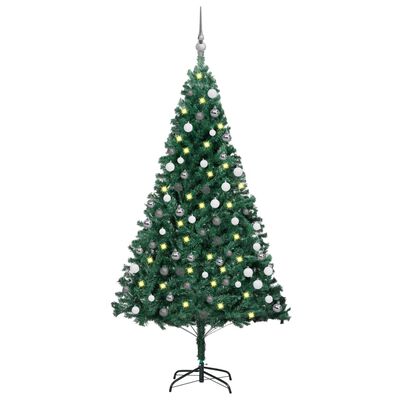vidaXL Árbol de Navidad preiluminado con luces y bolas verde 120 cm