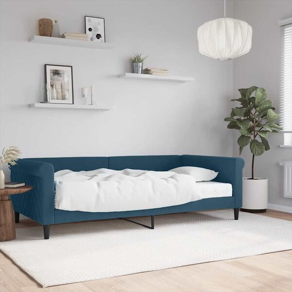 vidaXL Sof&aacute; cama con colch&oacute;n terciopelo azul 100x200 cm