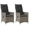 vidaXL Sillones reclinable jard&iacute;n y cojines 2 uds rat&aacute;n sint&eacute;tico gris